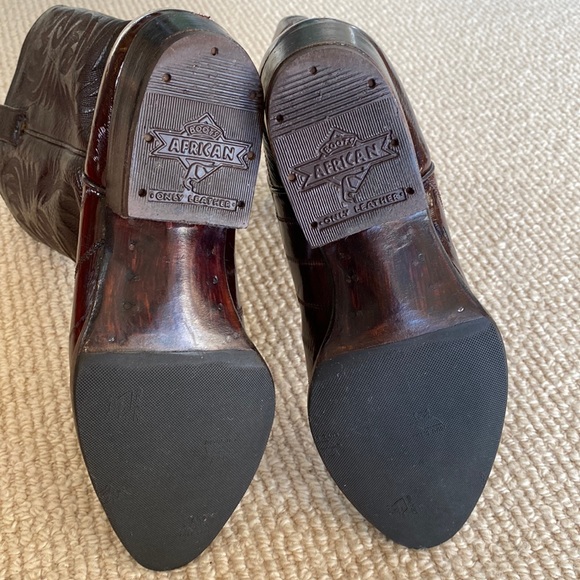 Barely Worn Eel Skin African Boots Made In Mexico Vintage Brown Leather Cowboy - Picture 14 of 17